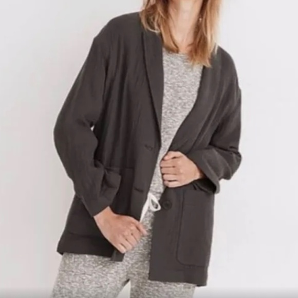 Madewell Dorset Lightspun Oversized Cotton Blazer in Gray Size L - Picture 3 of 7